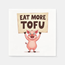 Eat More Tofu – Pig Protest Napkin Servet