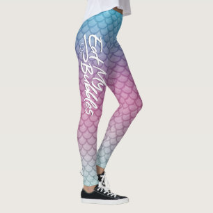 "Eat My Bubbles" Blauwgroen/Roze/Schuimweegschalen Leggings