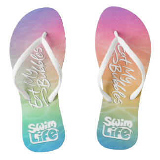 "Eat My Bubbles" Eenhoorn Badwater kleur Zwemleven Teenslippers