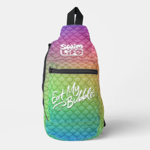 "Eat My Bubbles" Regenboogschubben Zwemmen Leven Sling Bag