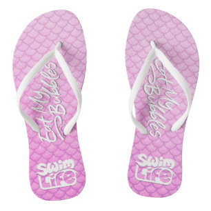 "Eat My Bubbles" Roze schalen Zwemmen Leven Teenslippers