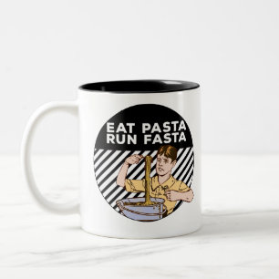Eat Pasta run Fasta Tweekleurige Koffiemok