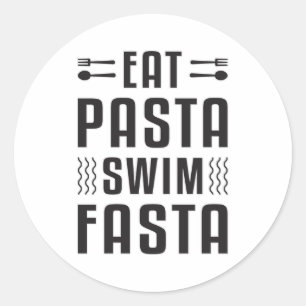 Eat Pasta Swim Fasta Swimmer Ronde Sticker