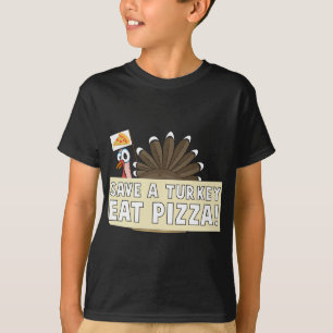 Eat Pizza Funny Vegetarian schattige kerstkalkoen T-shirt