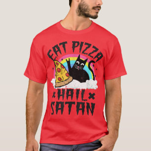 Eat Pizza Hail Satan Cat Punk Rock Band Death Meta T-shirt