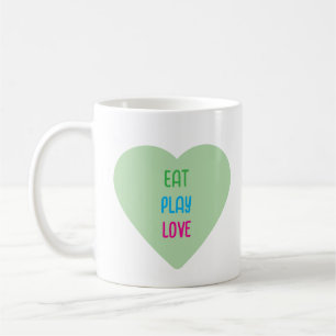 Eat Play Love - Cute Pastel Heart Coffee Mug