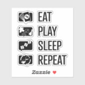 Eat-Play-Sleep-Repeat Jeux Sticker Vinyl (Feuille)