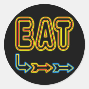 Eat Retro Neon Sign Art Ronde Sticker