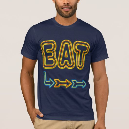 Eat Retro Restaurant Neon Sign Art T-Shirt (Devant)