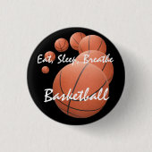 "Eat, Slaap, Breathe Basketball" Ronde Button 3,2 Cm (Voorkant)