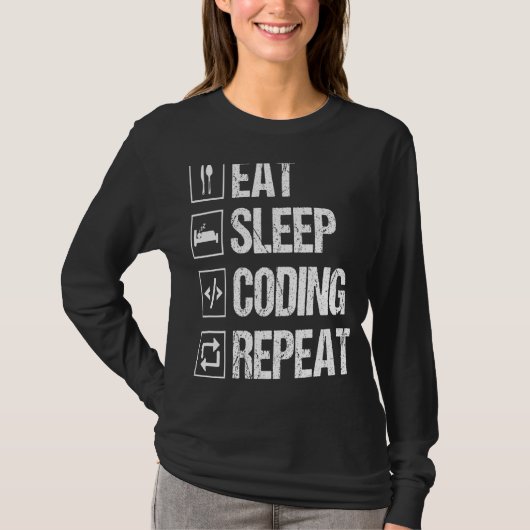 Eat Slaap Code Herhaal Computer Programmeur Nerd C T-shirt (Voorkant)