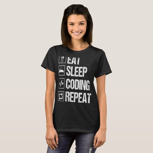 Eat Slaap Code Herhaal Computer Programmeur Nerd C T-shirt (Voorkant volledig)