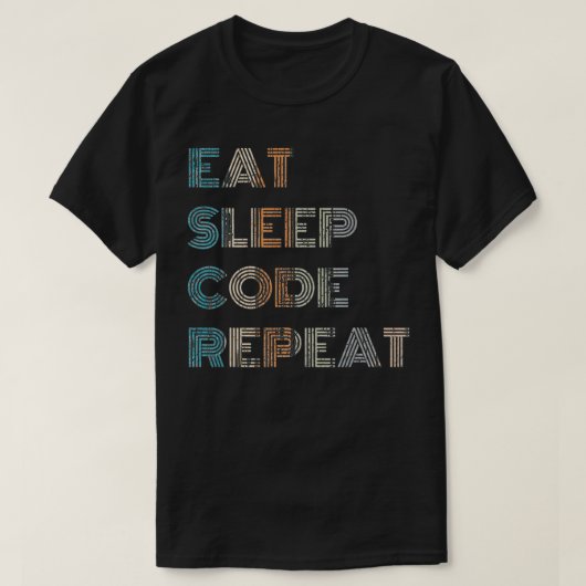  Eat Slaap Code Herhaal Computer Programmeur T-shirt (Design voorkant)