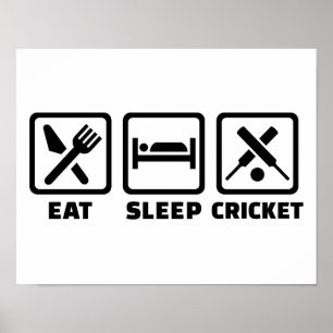 Eat slaap cricket poster