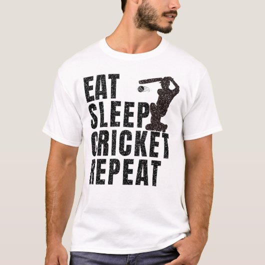 Eat slaap cricket repeat t-shirt (Voorkant)