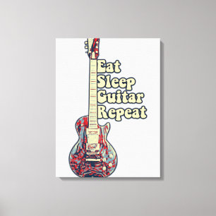 Eat slaap gitaar herhaalde gitaar canvas afdruk