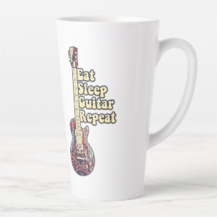 Eat slaap gitaar herhaalde gitaar latte mok
