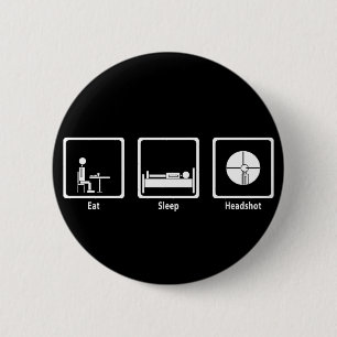 Eat, Slaap, Headshot - FPS-gamer Ronde Button 5,7 Cm
