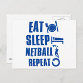 Eat slaap Netball Briefkaart (Voorkant / Achterkant)