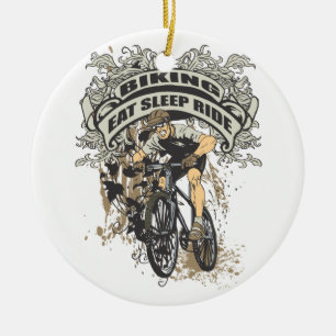 Eat, Slaap, Ride Biking Keramisch Ornament