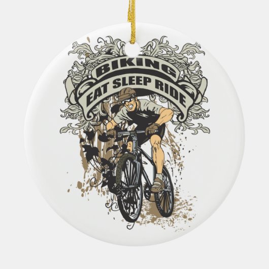 Eat, Slaap, Ride Biking Keramisch Ornament (Achterkant)