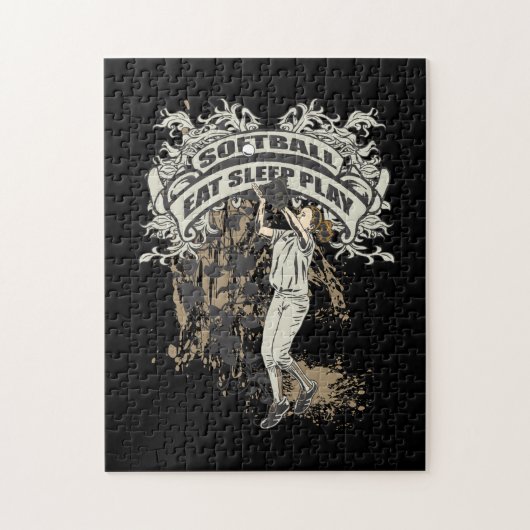 Eat, Slaap, softbal spelen Legpuzzel (Verticaal)