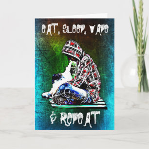 Eat, slaap, tape en een Happy Birthday-kaart Kaart