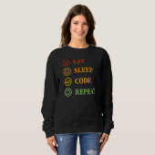 Eat Slaapcode Herhaal Computer Geek Programming C Trui (Voorkant volledig)