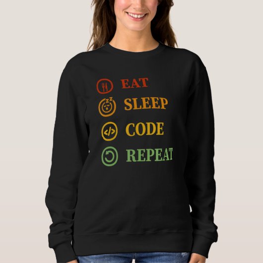 Eat Slaapcode Herhaal Computer Geek Programming C Trui (Voorkant)