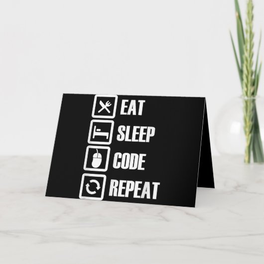 Eat Slaapcode Herhalingscoderingssoftware engineer Feestdagen Kaart (Voorkant)