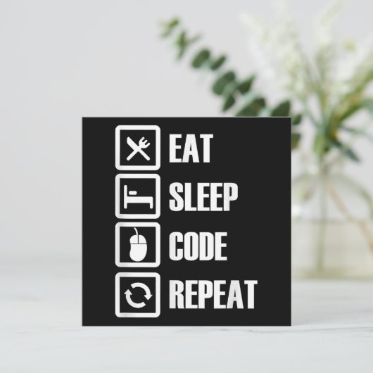 Eat Slaapcode Herhalingscoderingssoftware engineer Kaart (Staand voorkant)