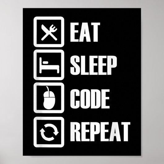Eat Slaapcode Herhalingscoderingssoftware engineer Poster (Voorkant)