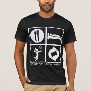 EAT, SLAP, VOLLEYBALL EN HERHAAL T-SHIRT