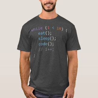 Eat Sleap Code Herhalen, ontwikkelaarcomputer Scie T-shirt