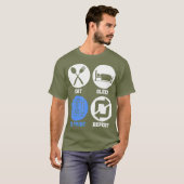 Eat Sleep 3D Print Repeat 3D Printing 3D Printer T-shirt (Voorkant volledig)