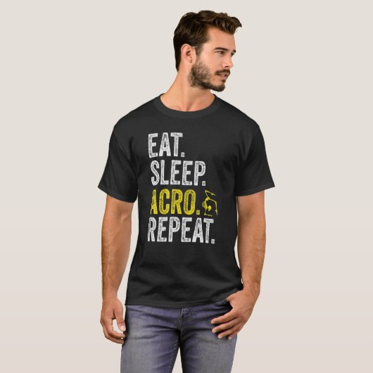 Eat Sleep Acro Herhaal Acrobat Gymnastics Funny Sk T-shirt (Voorkant volledig)