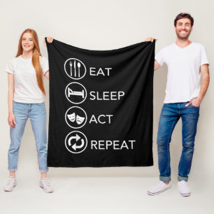 Eat Sleep Act Actors Actors Actors Acteren Cadeaut Fleece Deken