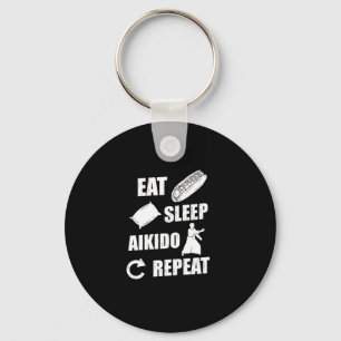 Eat Sleep Aikido Herhaal Gift Idee Sleutelhanger