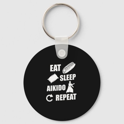 Eat Sleep Aikido Herhaal Gift Idee Sleutelhanger (Voorkant)