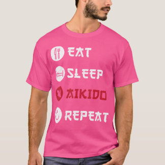 Eat Sleep Aikido Herhalen T-shirt