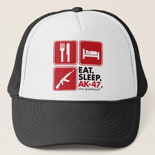 Eat Sleep AK-47 - Rood Trucker Pet (Voorkant)