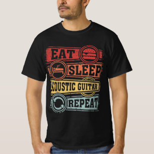 Eat Sleep akoestische gitaar Herhalen T-shirt