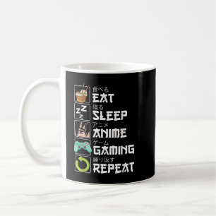 Eat Sleep Anime Gaming Herhaal Kawaii Otaku Anime  Koffiemok