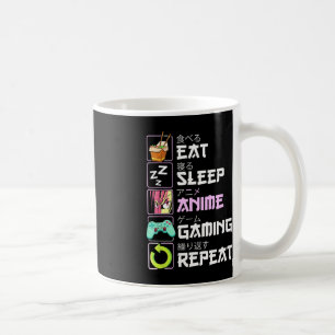 Eat Sleep Anime Gaming Herhaal Kawaii Otaku Anime Koffiemok
