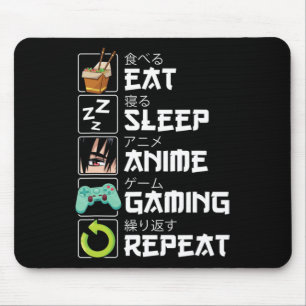 Eat Sleep Anime Gaming Herhaal Kawaii Otaku Anime  Muismat