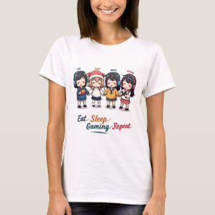 Eat Sleep Anime Gaming Herhaal Kawaii Otaku Anime T-shirt