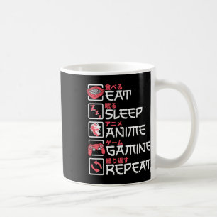 Eat Sleep Anime Gaming Herhaal Otaku Gamer Japans Koffiemok