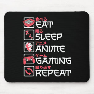 Eat Sleep Anime Gaming Herhaal Otaku Gamer Japans Muismat