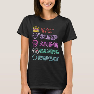 Eat Sleep Anime Gaming Repeat Gamer Men Teen Boy G T-shirt