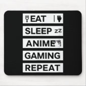 Eat Sleep Anime Gaming Repeat Otaku Gamer Humor Muismat (Voorkant)